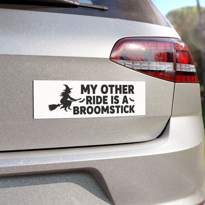 Car Magnet — "My Other Ride Is a Broomstick" Halloween Witch Bumper Sticker