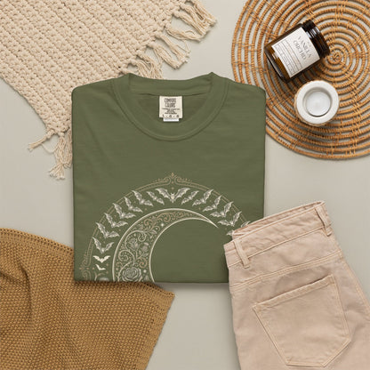 Floral Crescent Moon T-Shirt | Boho Celestial Vintage Graphic Tee