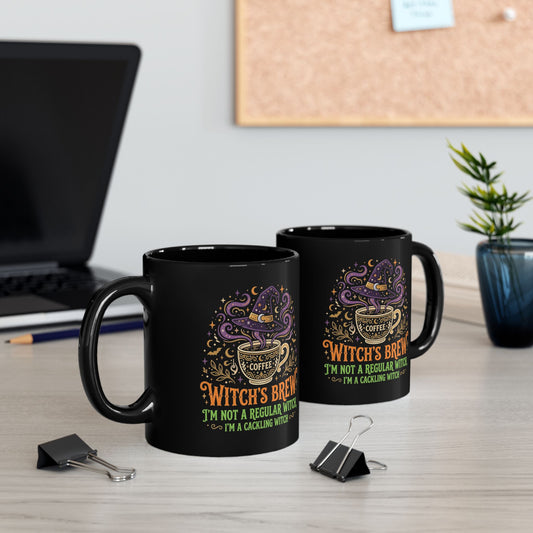 Witch's Brew Coffee Mug | Black Ceramic Halloween Witch Cup