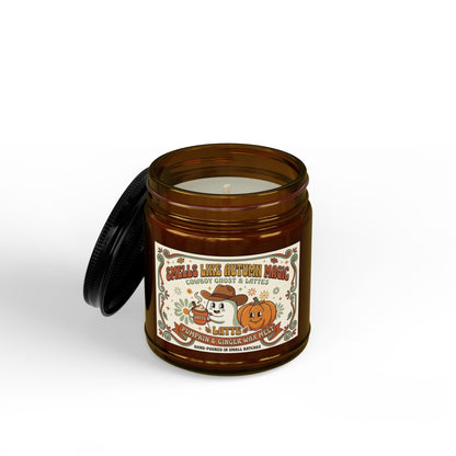 Autumn Ghost & Pumpkin Candle 4oz 9oz Soy Jar | Black Lid