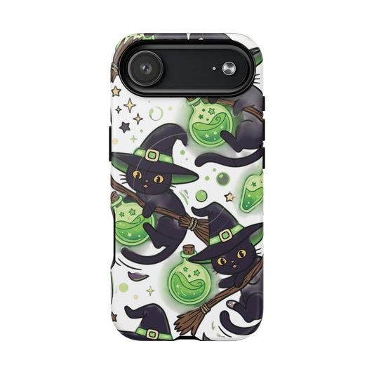 Witch Cat Phone Case — Cute Black Cat Witch Pattern Magnetic Tough Case