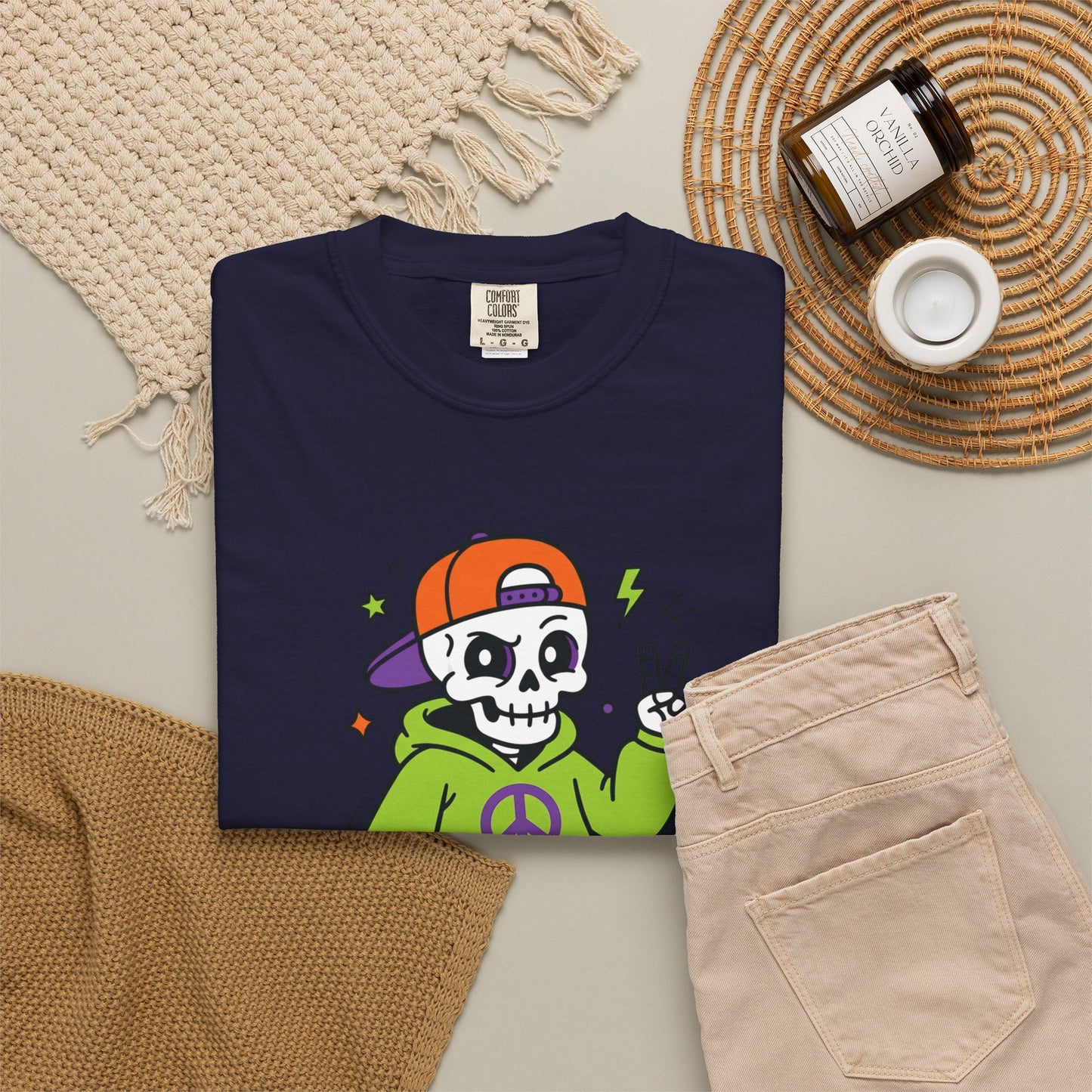 Skull Peace Hoodie T-Shirt — Cute Skull Peace Sign Graphic Tee for Teens & Streetwear