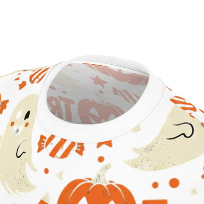Halloween Ghost Tee — "Trick or Treat! Smell My Feet" All-Over Print