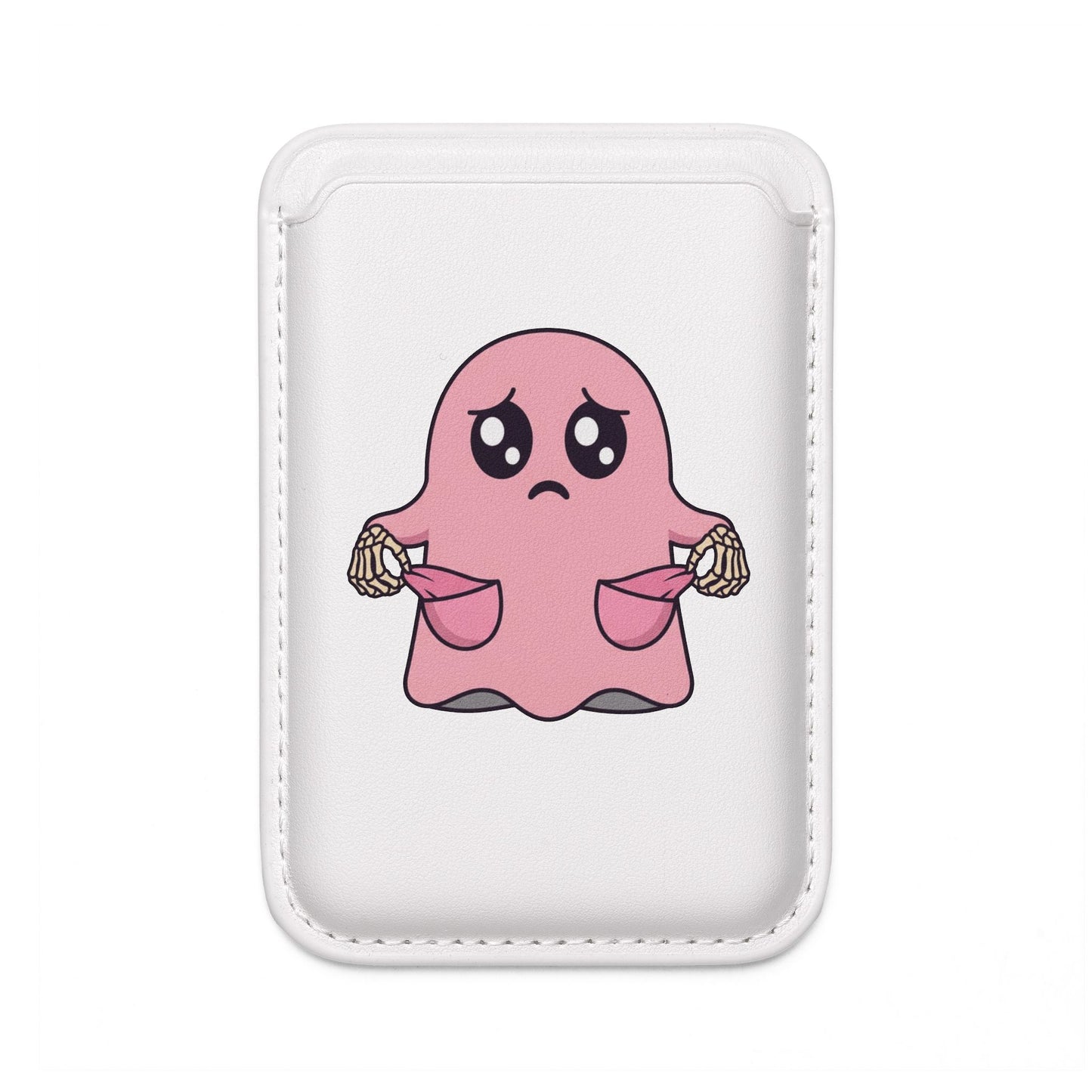 Magsafe Vegan Wallet — Sad Pink Ghost With Empty Pockets Card Holder