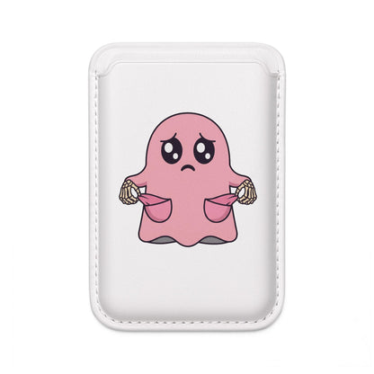 Magsafe Vegan Wallet — Sad Pink Ghost With Empty Pockets Card Holder