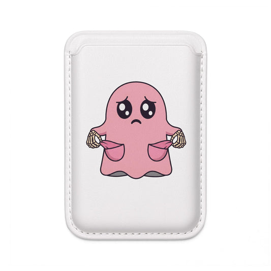 Magsafe Vegan Wallet — Sad Pink Ghost With Empty Pockets Card Holder