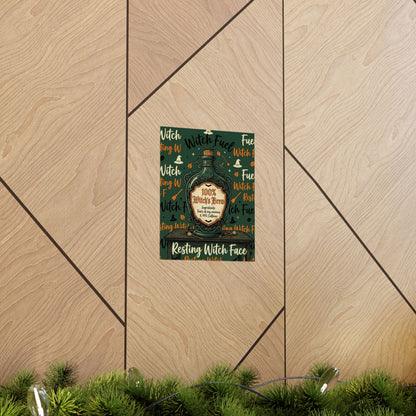 100% Witch's Brew Poster | Matte Vertical Witch Decor, Resting Witch Face