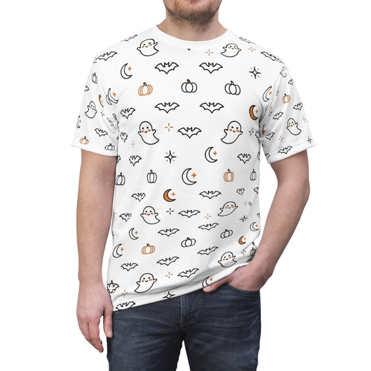 Cute Ghosts and Pumpkins Tee | Halloween Pattern All-Over Print