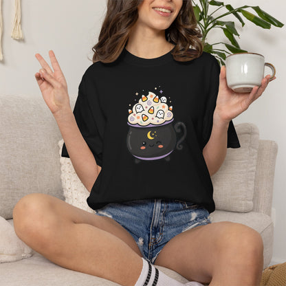 Kawaii Witch Cauldron Tee — Cute Marshmallow Potion T-Shirt