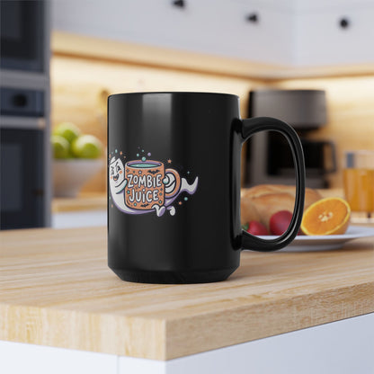 Zombie Juice Black Mug – Cute Ghost & ‘Zombie Juice’ Halloween Coffee Cup (11oz/15oz)