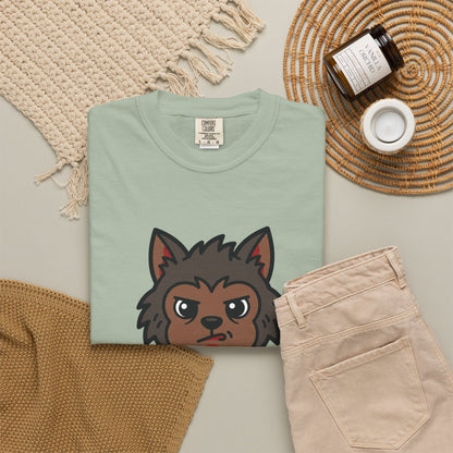 Werewolf Emoji T-Shirt — Cute Cartoon Wolf Face Graphic Tee