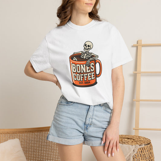 Bones Coffee T-Shirt — Skeleton in Coffee Cup Vintage Graphic Tee