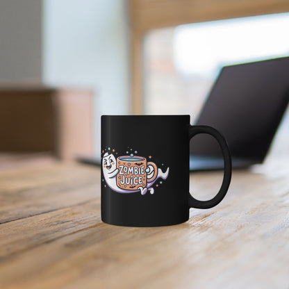 Zombie Juice Black Mug – Cute Ghost & ‘Zombie Juice’ Halloween Coffee Cup (11oz/15oz)