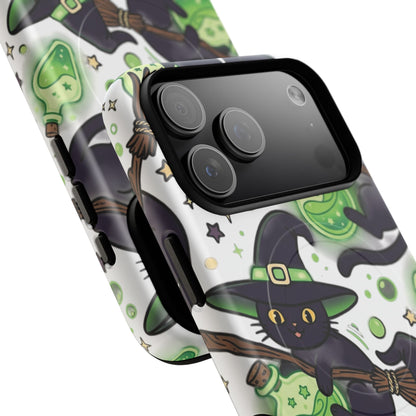 Witch Cat Phone Case — Cute Black Cat Witch Pattern Magnetic Tough Case